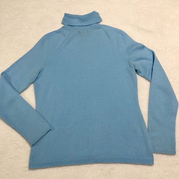 Sutton Studio Cashmere Turtleneck Sweater Women's Large Blue Minimalist Cozy - Picture 5 of 11